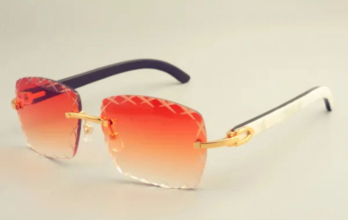 White Buffalo Horn Sunglasses Size 58 Diamond Cut Lenses