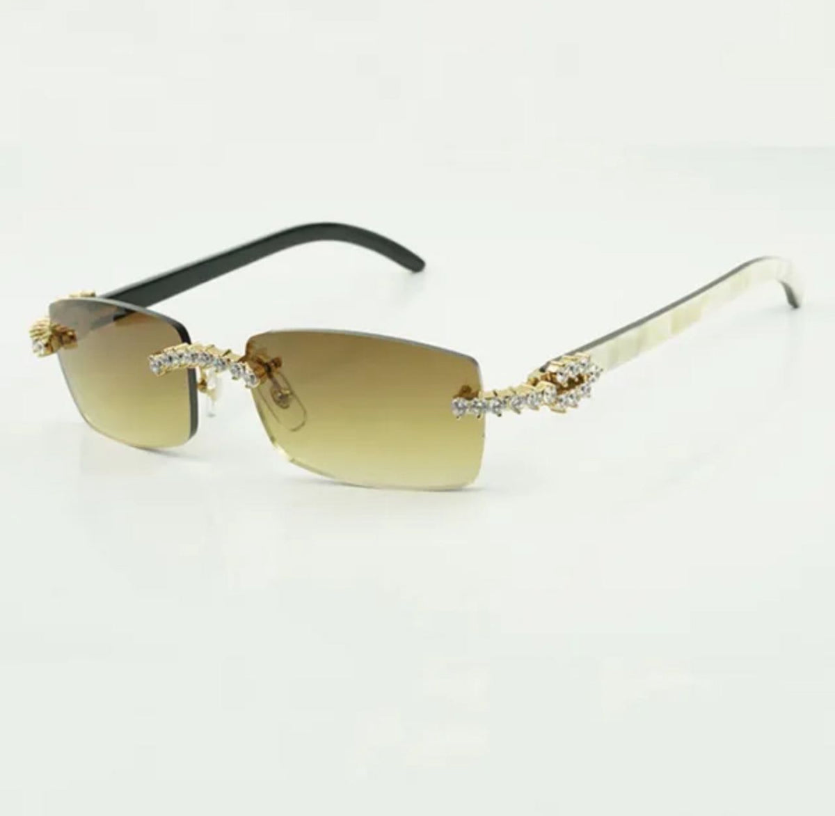 White Buffalo Horn Sunglasses Size 56 Henny Lenses Big Stones (50 Pointers)