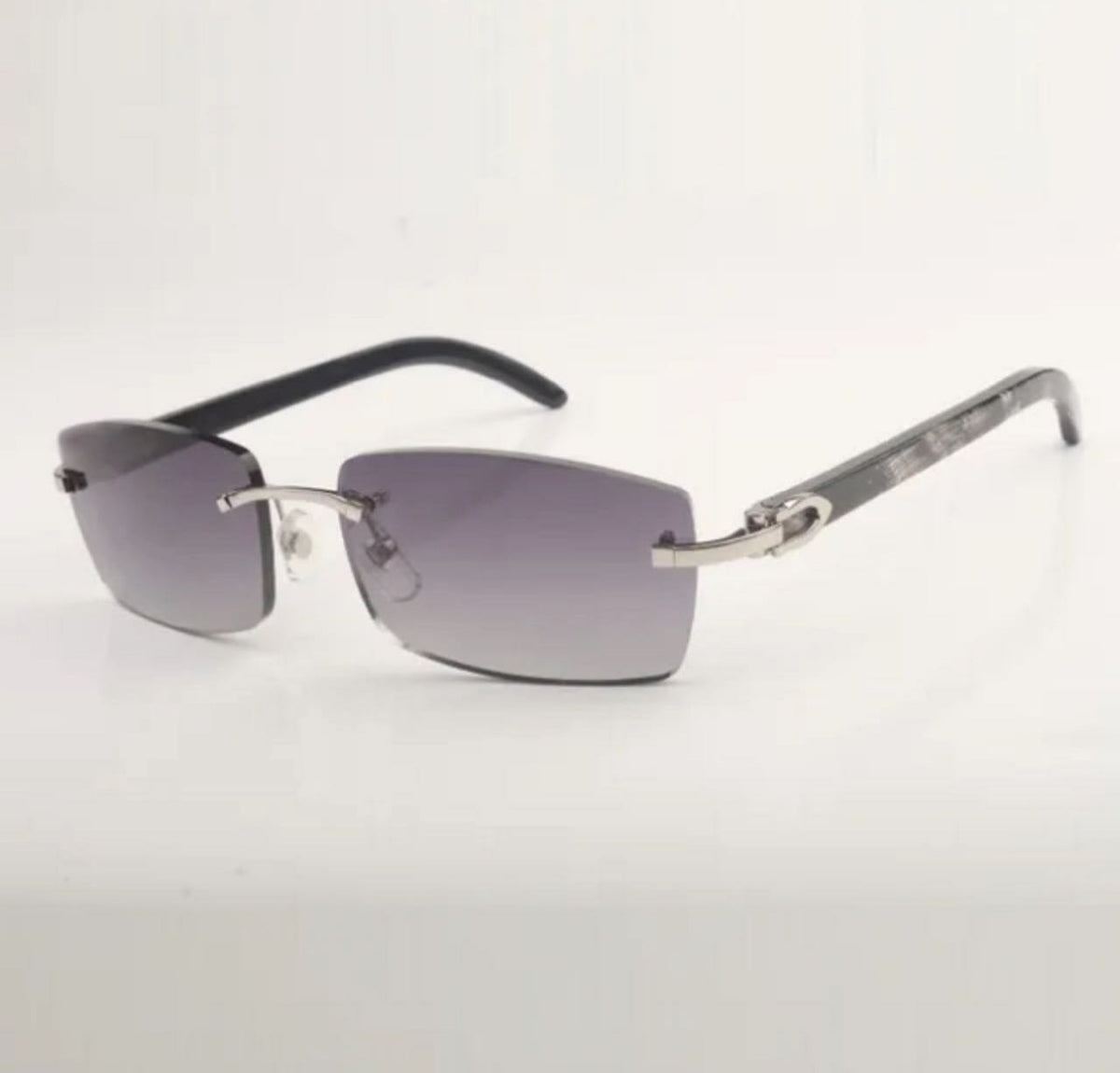 Black Buffalo Horn Sunglasses Size 56 Grey Lenses