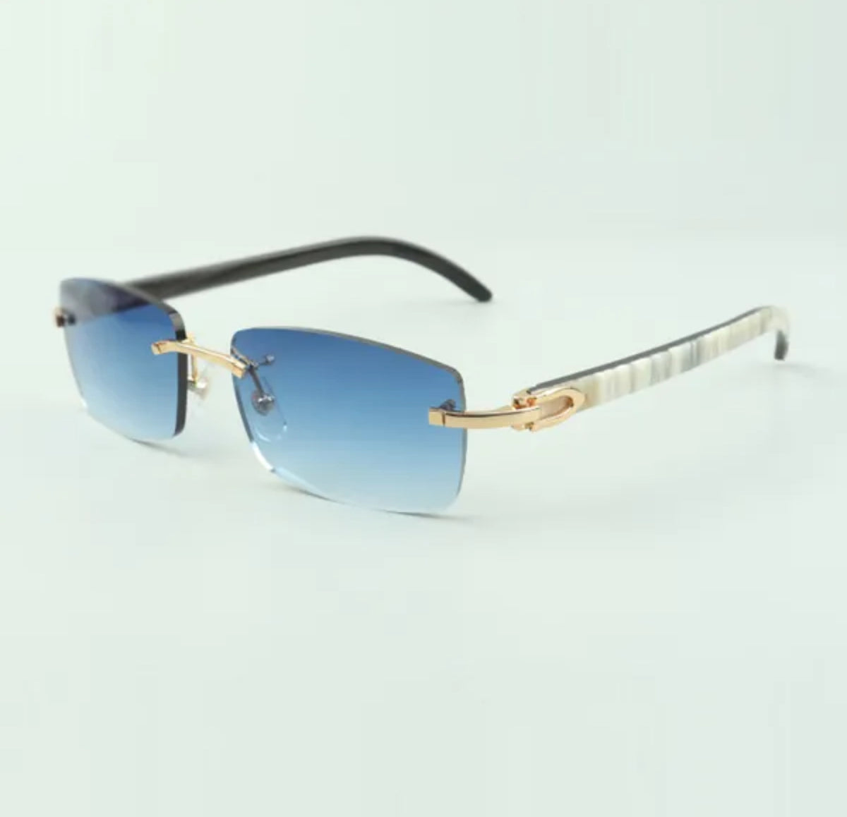 ⭐️ White Buffalo Horn Sunglasses Size 56 Blue Lenses