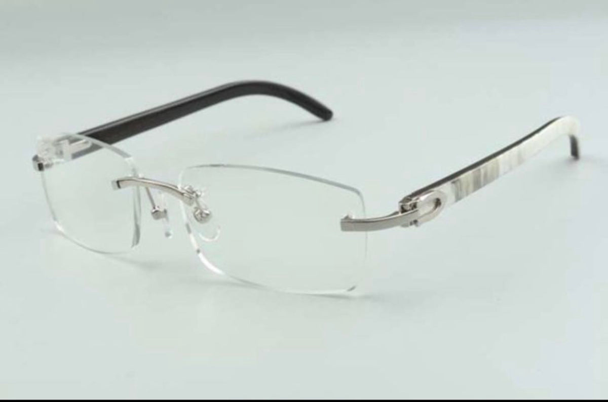 White Buffalo Horn Sunglasses Size 56 Clear Lenses