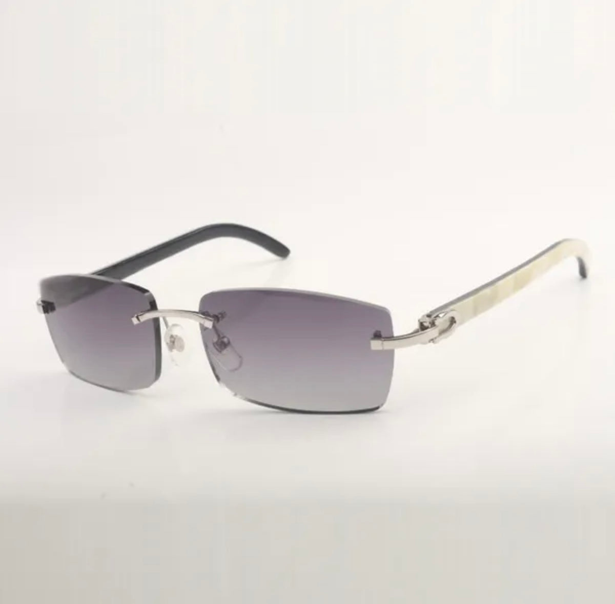 White Buffalo Horn Sunglasses Size 56 Grey Lenses