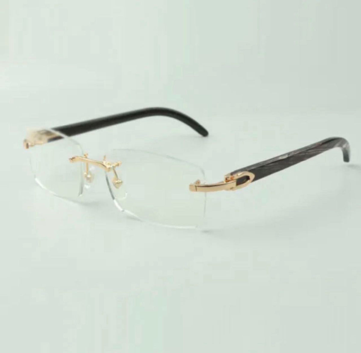 Black Buffalo Horn Sunglasses Size 56 Clear Lenses