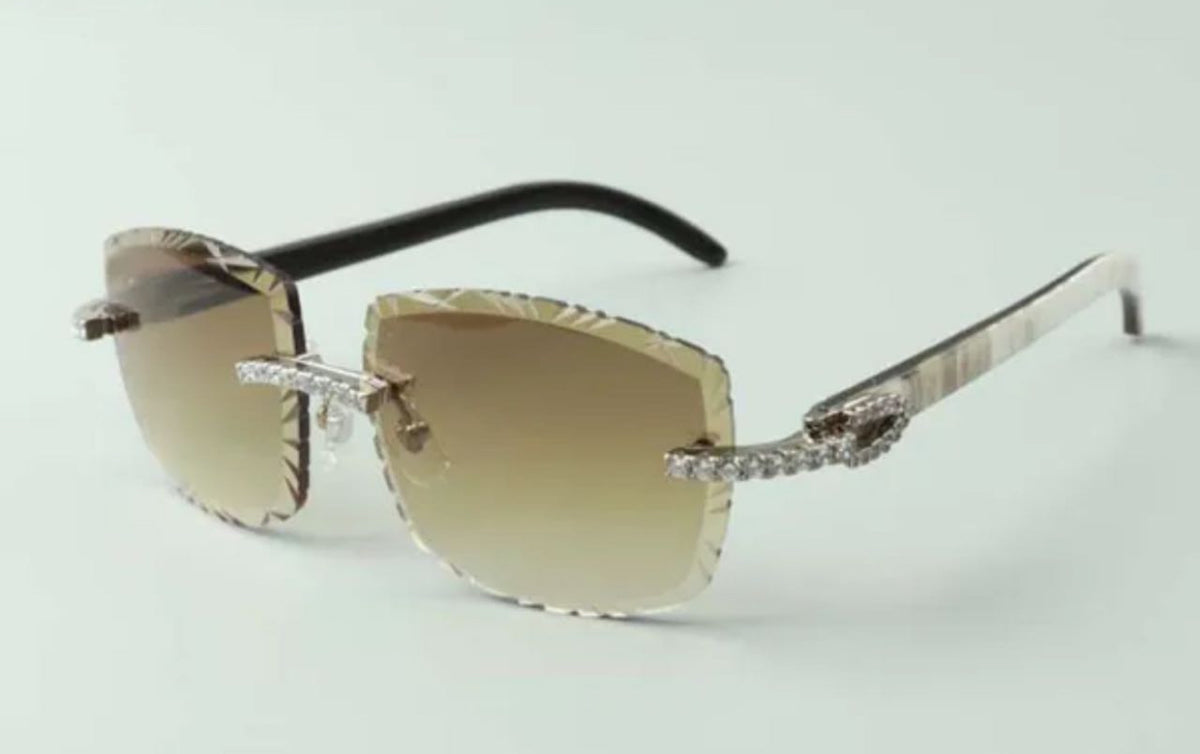 ⭐️ White Buffalo Horn Sunglasses Size 58 Henny Diamond Cut Lenses