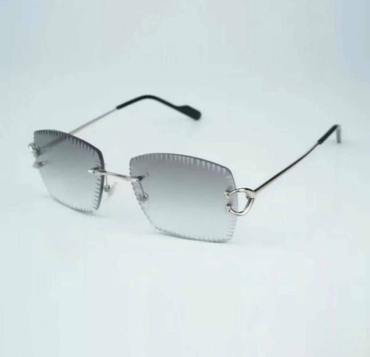Wire C Sunglasses Size 58 Grey Diamond Cut Lenses