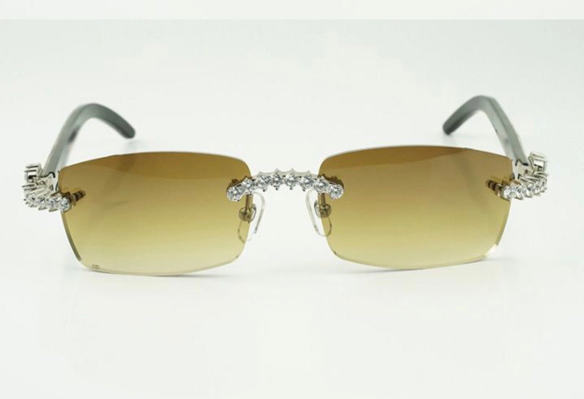 ⭐️White Buffalo Horn Sunglasses Size 56 Henny Lenses & 50 Pointer Stones