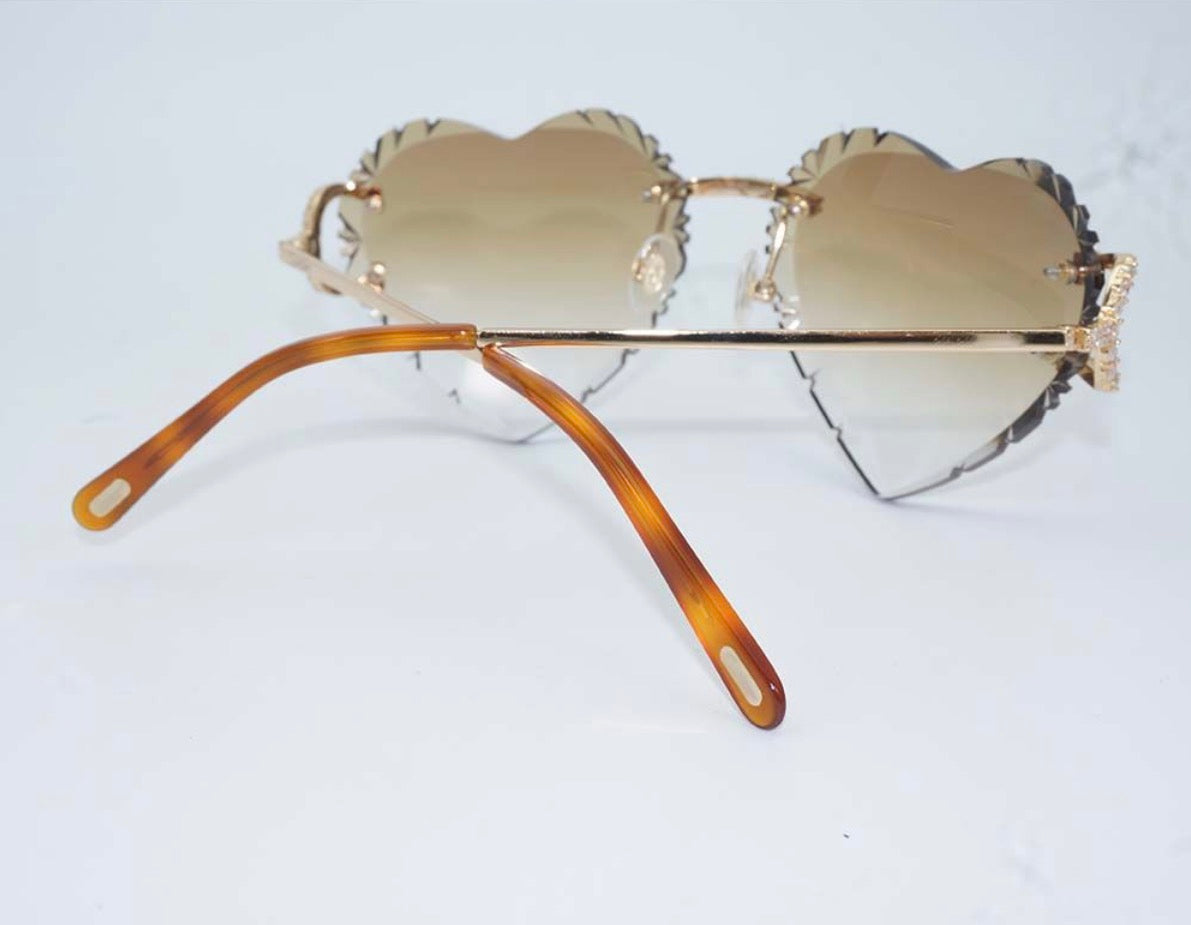 Wire C Sunglasses Moissanite Stones Size 56 Henny Heart Lenses