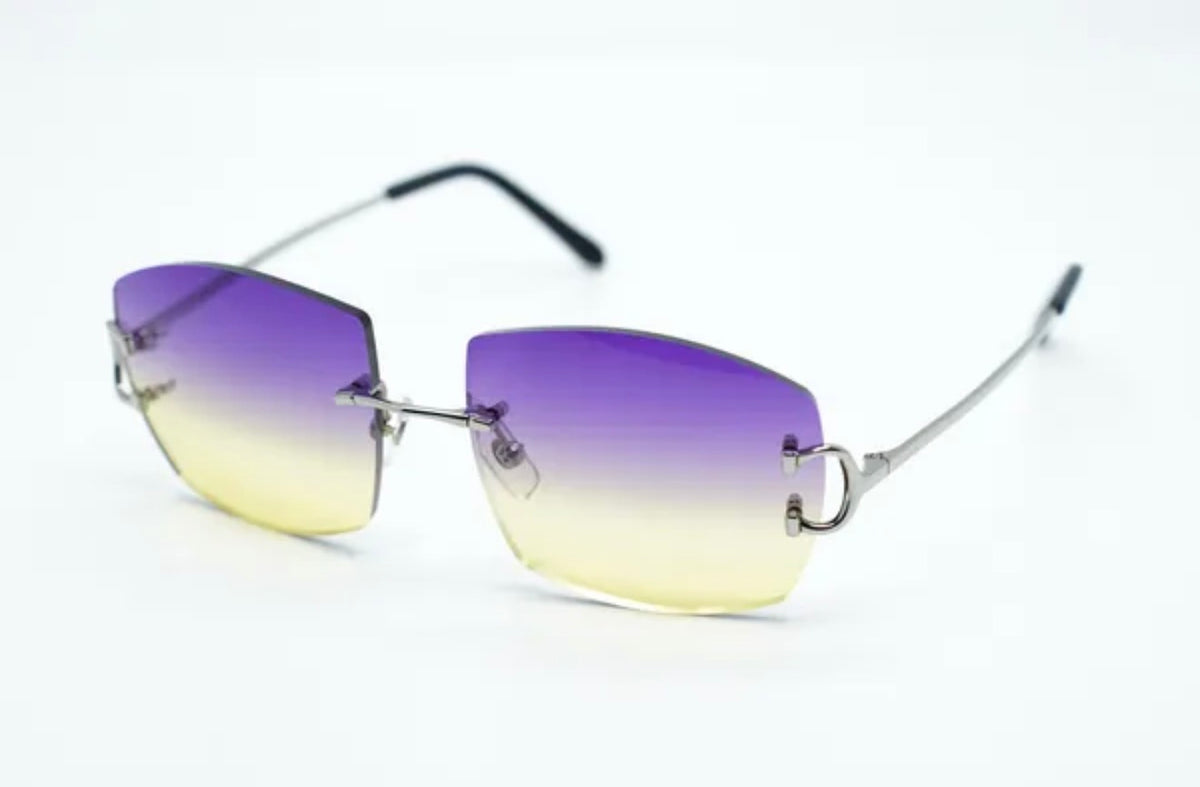 ⭐️Wire Big C Sunglasses Size 60 Purple And Yellow Lenses