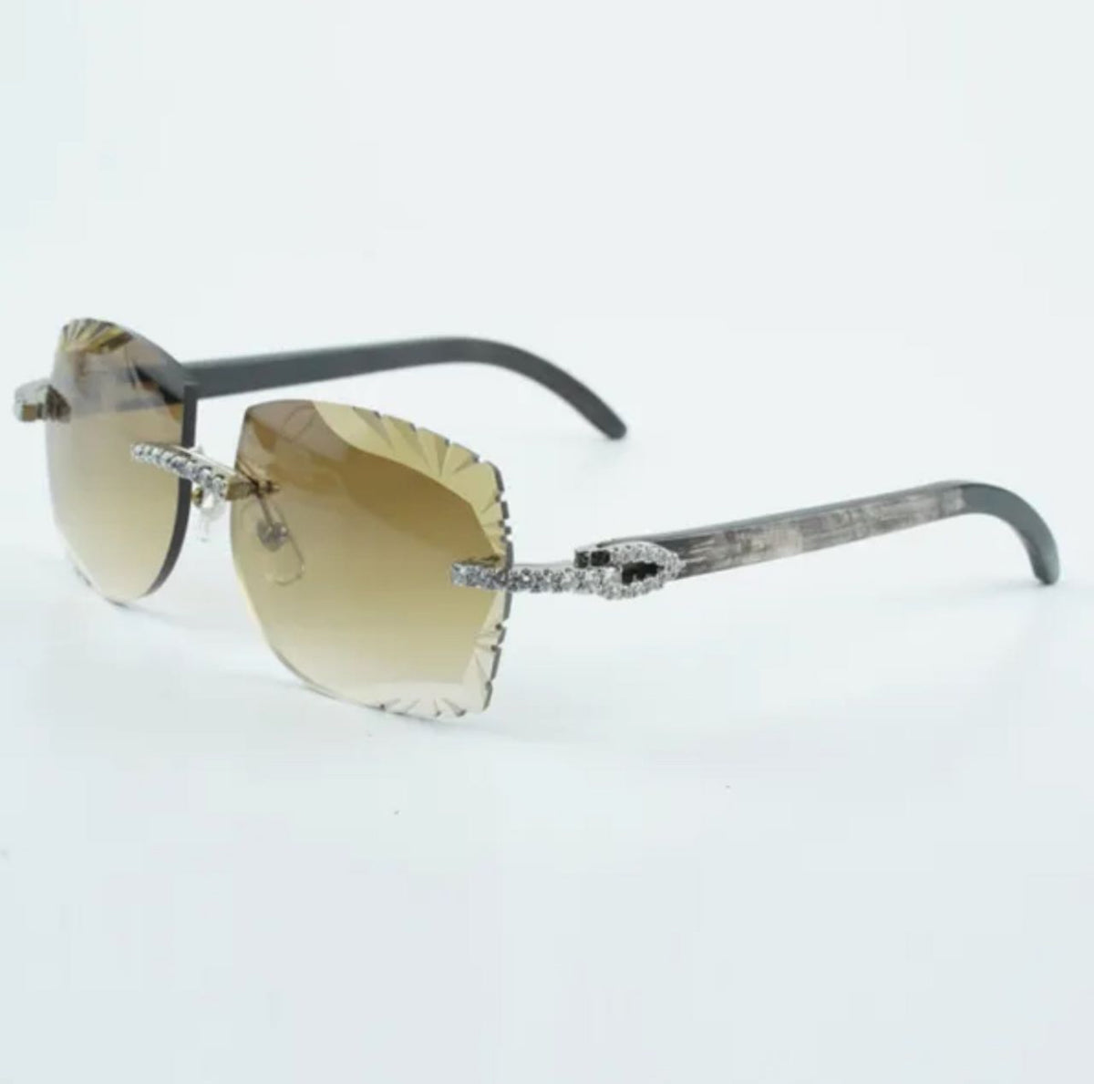 ⭐️ Black Buffalo Horn Sunglasses Size 58 Henny Diamond Cut Lenses