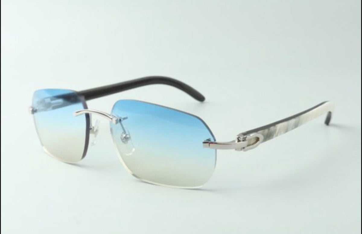 ⭐️ White Buffalo Horn Sunglasses Size 56 Blue Lenses