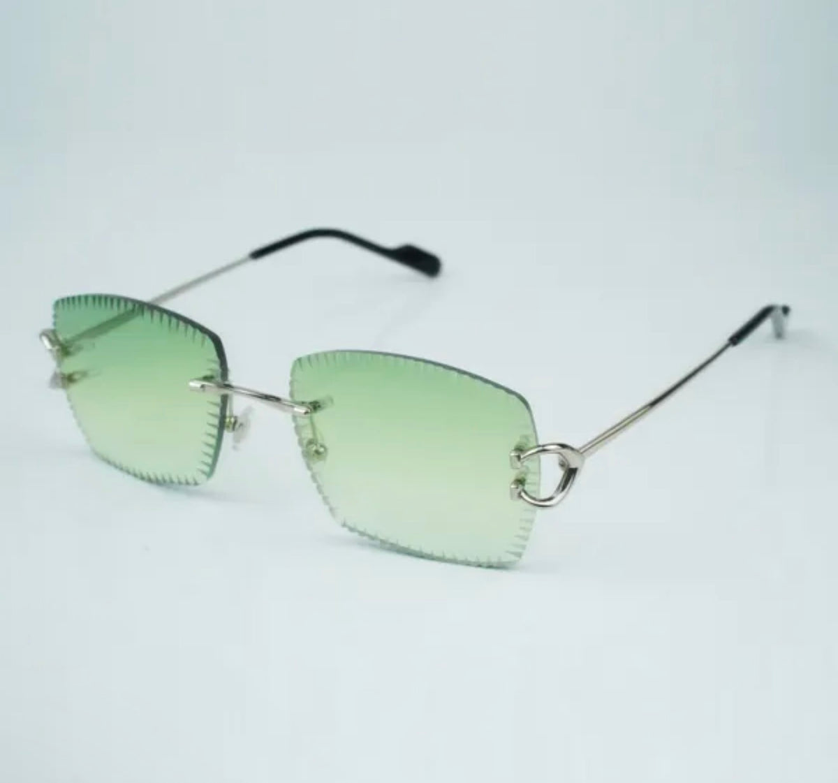 ⭐️ Wire C Sunglasses Size 58 Green Diamond Cut Lenses