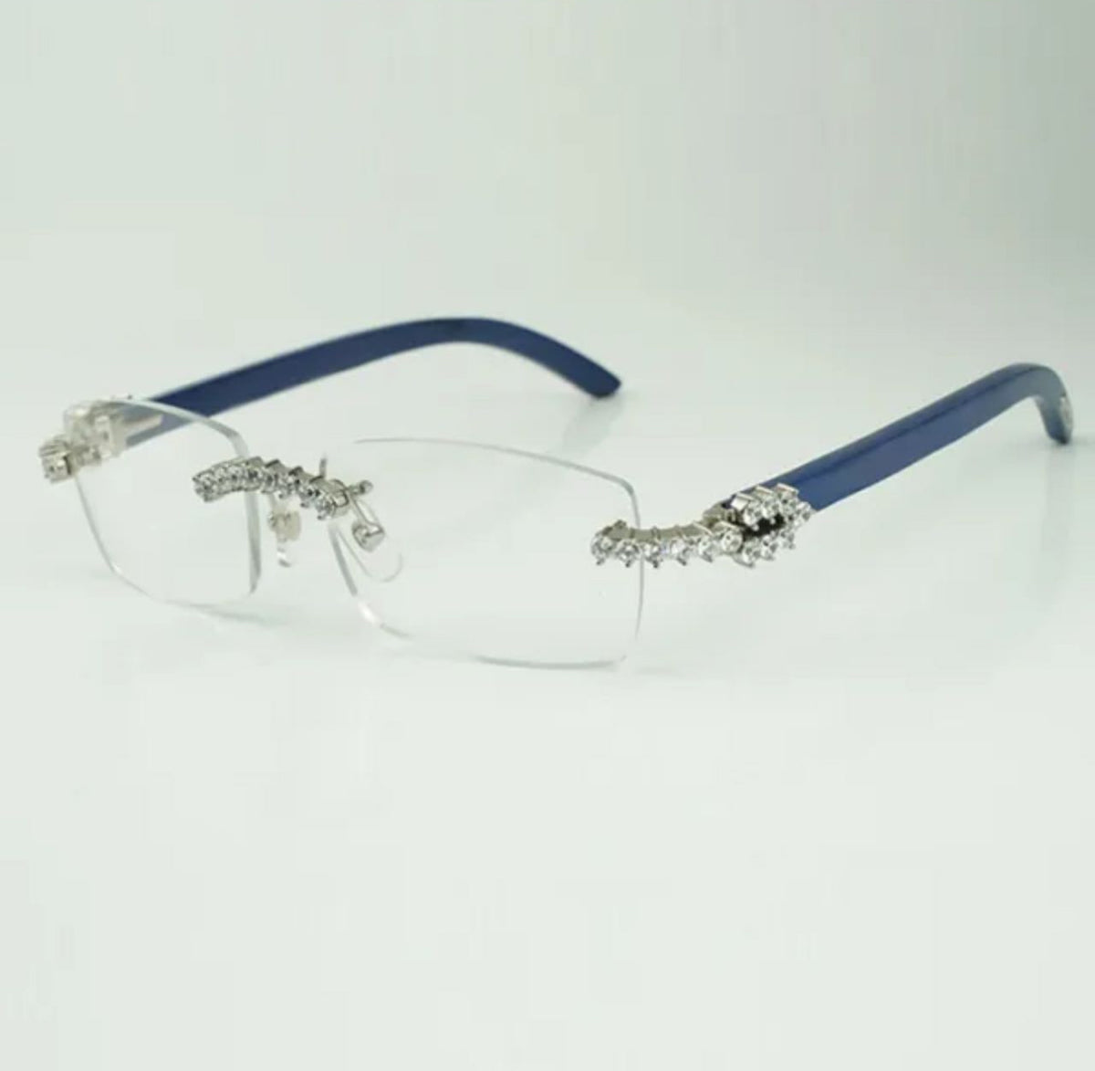 ⭐️ Blue Wood Size 56 Clear Lenses Big Stones (50 Pointers)