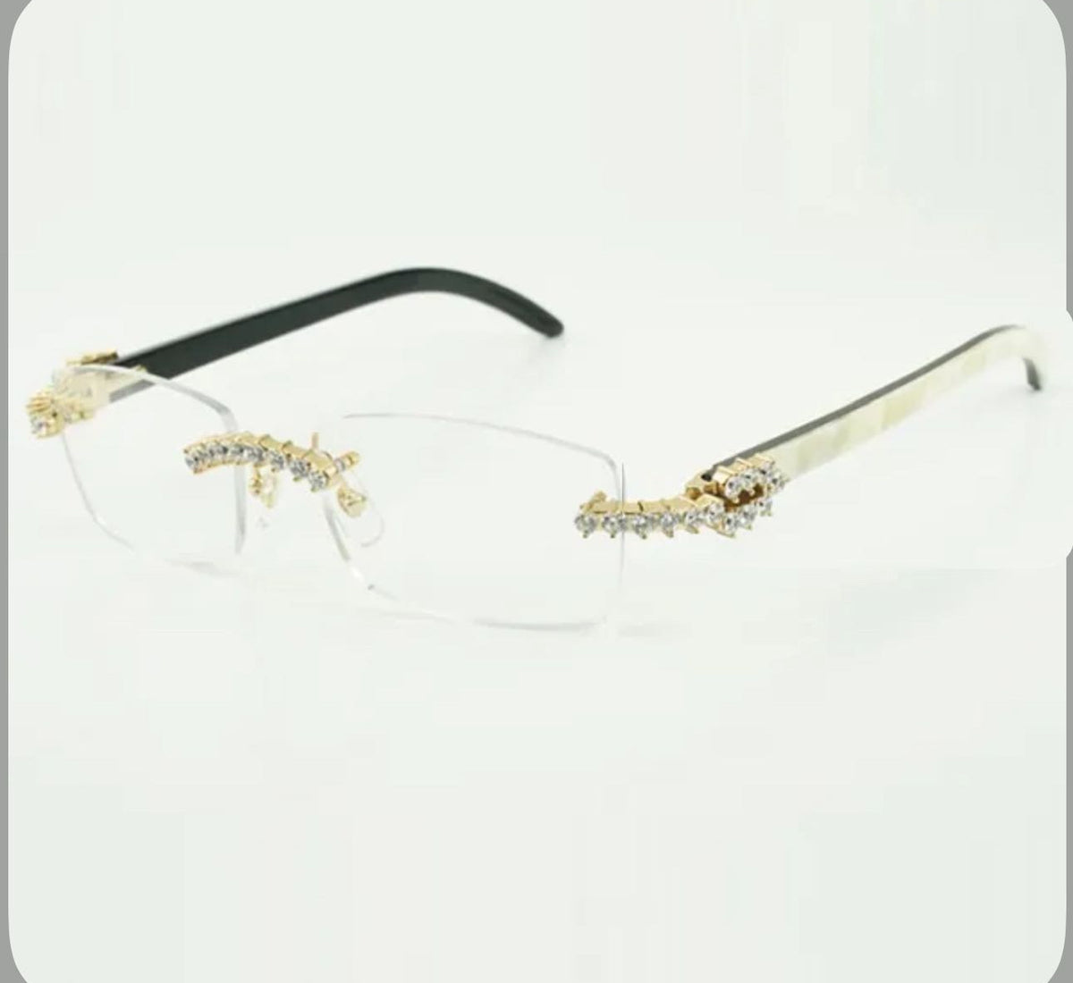⭐️ White Buffalo Horn Sunglasses Size 56 Clear Lenses Big Stones (50 Pointers)