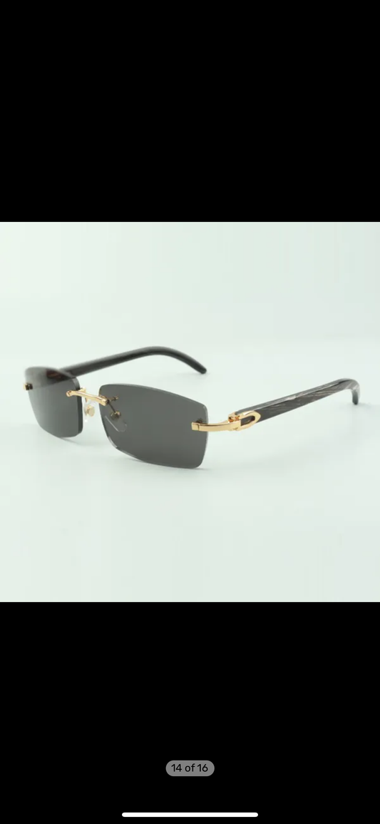 ⭐️ Black Buffalo Horn Sunglasses Size 58 Black Lenses