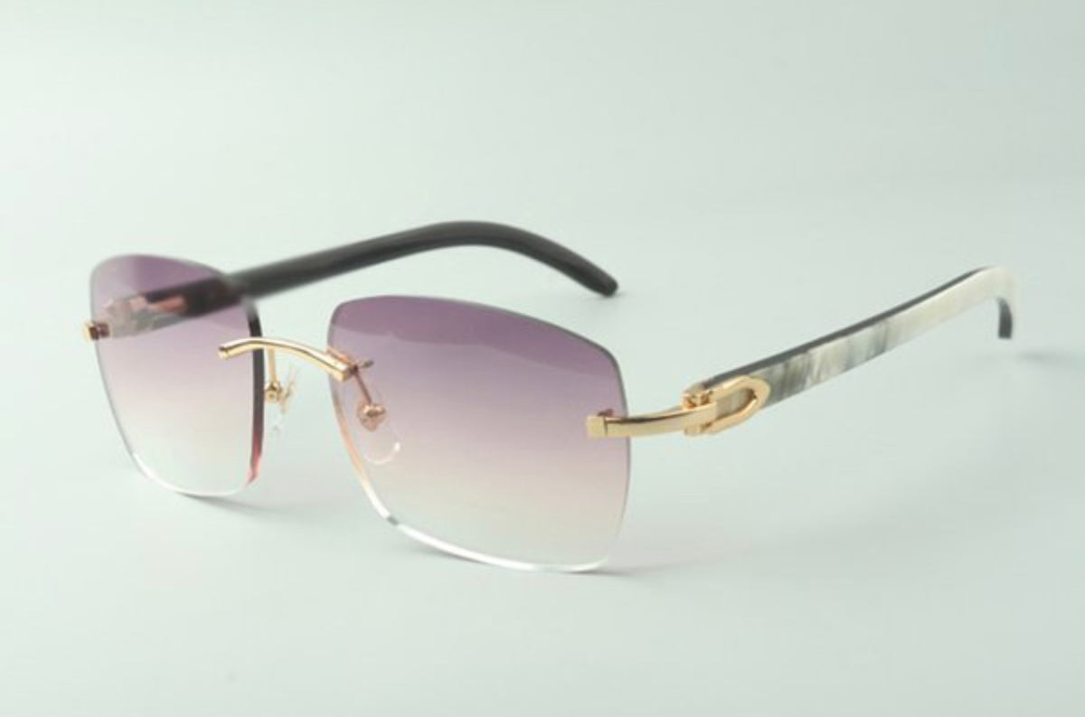 ⭐️ White Buffalo Horn Sunglasses Size 58 Purple Lenses