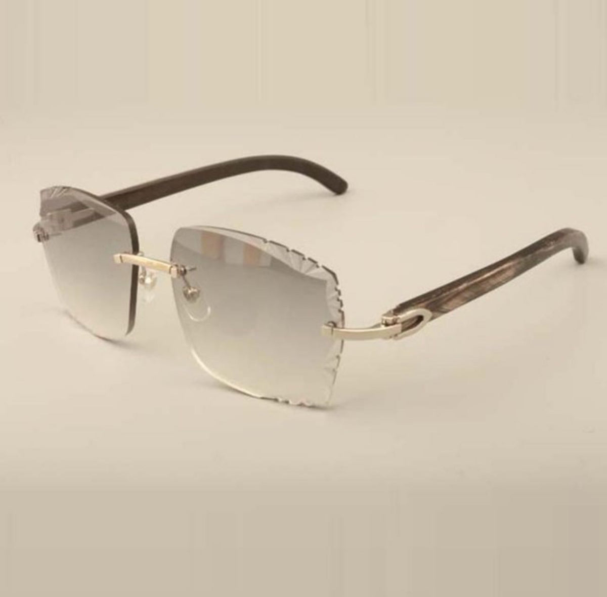 ⭐️Black Buffalo Horn Sunglasses Size 58 Carved Grey Lenses