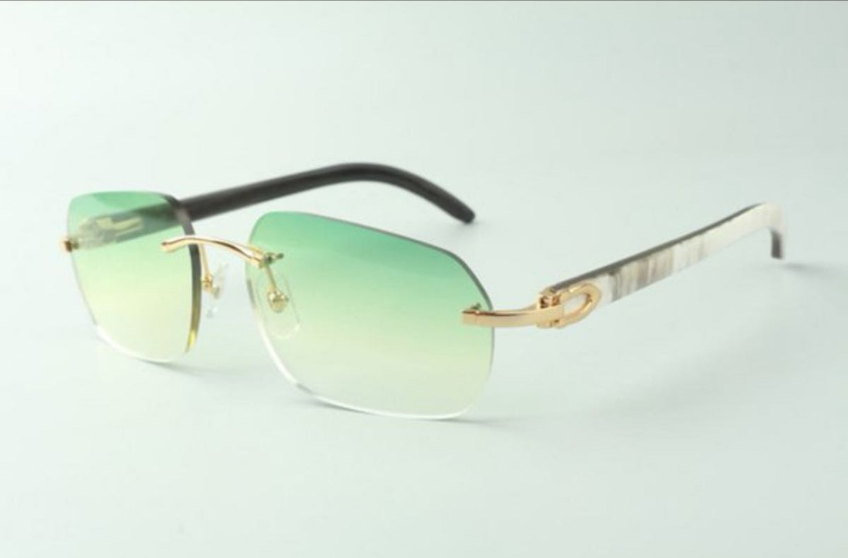 ⭐️ White Buffalo Horn Sunglasses Size 56 Green Lenses
