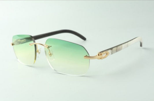 ⭐️ White Buffalo Horn Sunglasses Size 56 Green Lenses