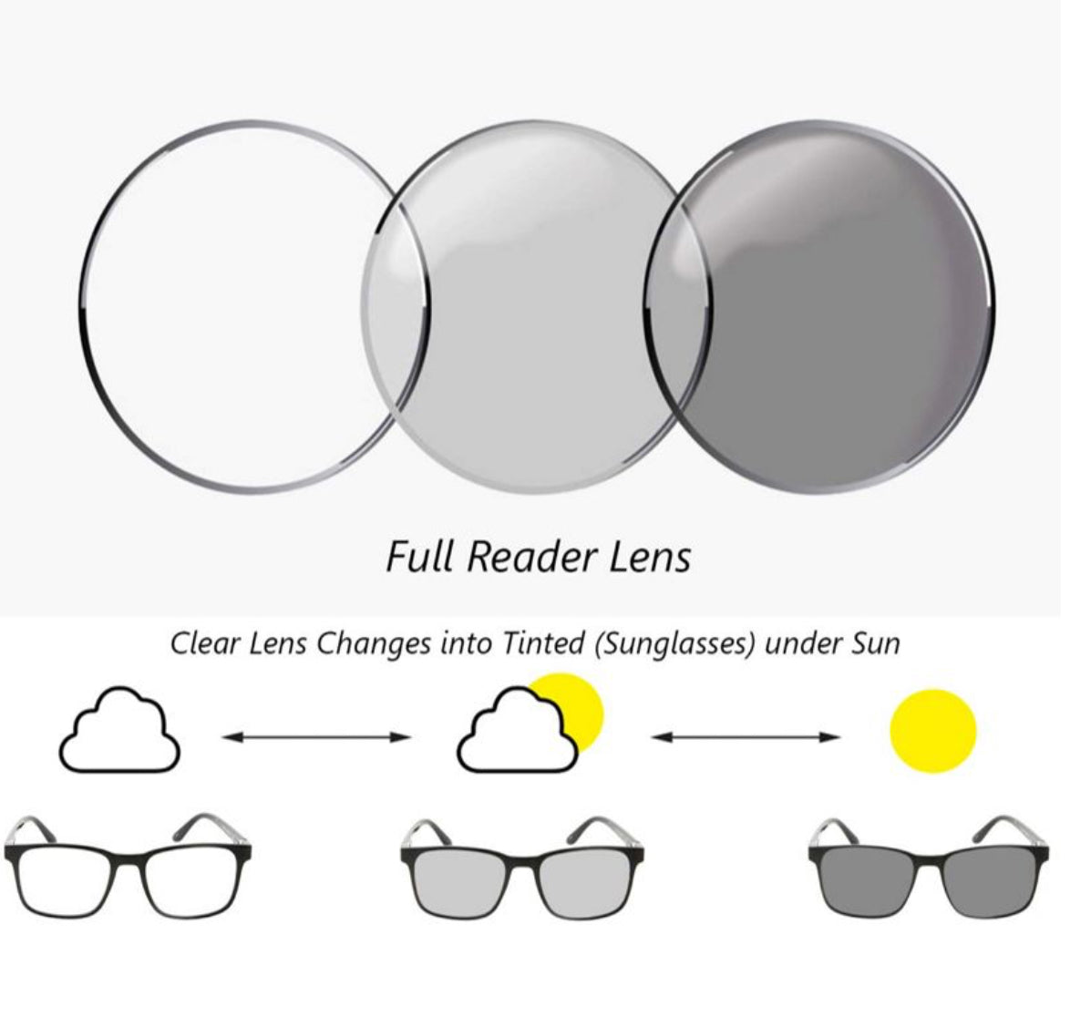 Wire Big C Sunglasses Size 56 Black Transitional Lenses