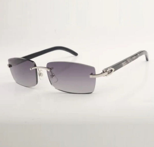 Black Buffalo Horn Sunglasses Size 56 Grey Lenses