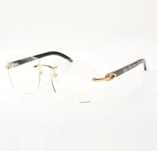 ⭐️ Black Buffalo Horn Sunglasses Size 60 Clear Lenses
