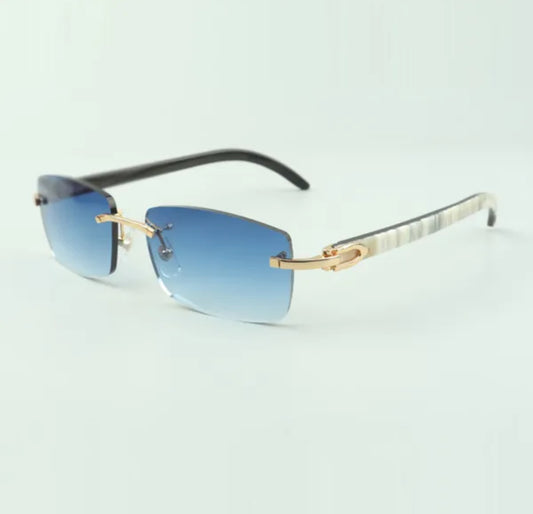 ⭐️ White Buffalo Horn Sunglasses Size 56 Blue Lenses