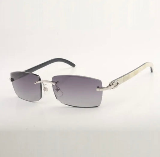 White Buffalo Horn Sunglasses Size 56 Grey Lenses