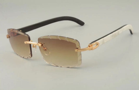 ⭐️ White Buffalo Horn Sunglasses Size 58 Carved Henny Lenses