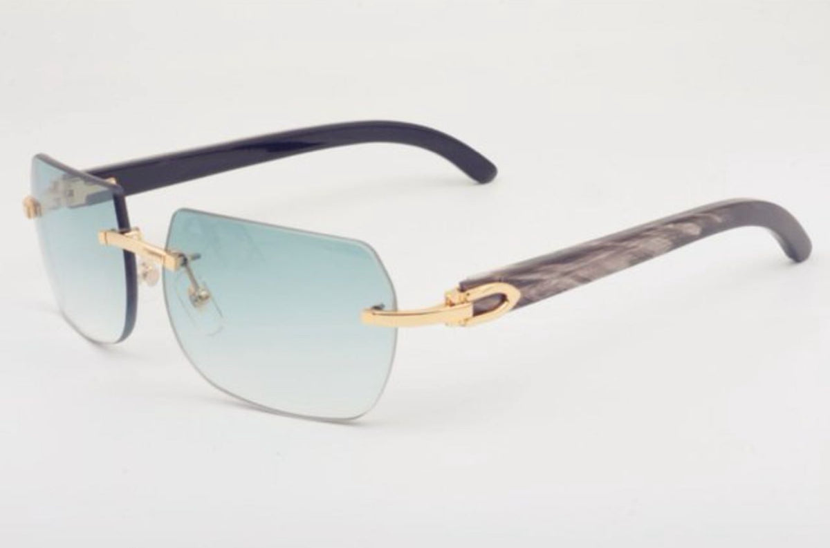 ⭐️ Black Buffalo Horn Sunglasses Size 58 Grey Lenses