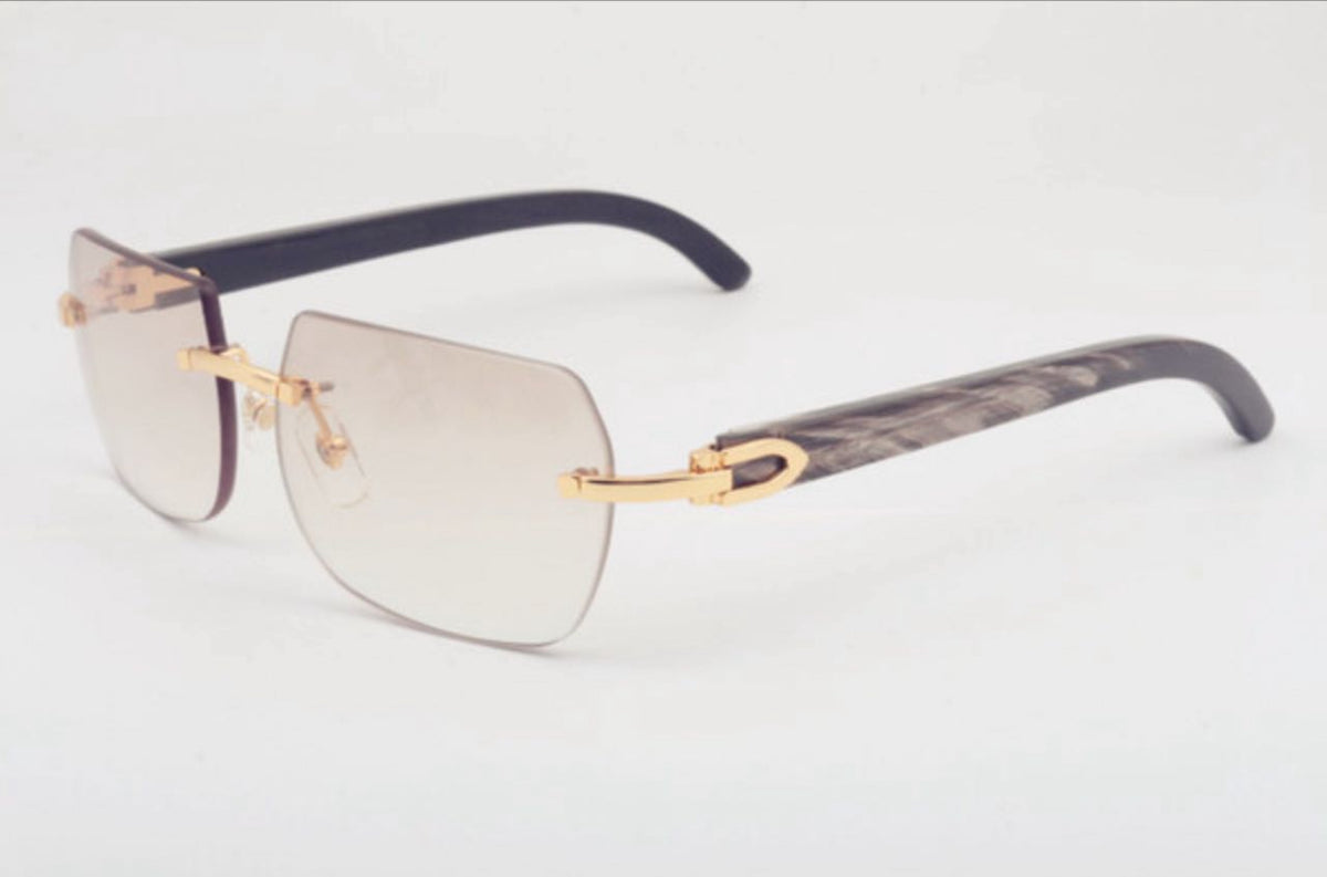 ⭐️ Black Buffalo Horn Sunglasses Size 58 Henny Lenses