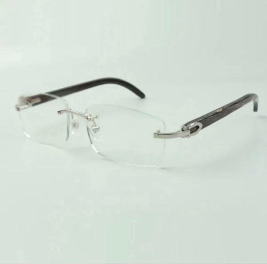 Black Buffalo Horn Sunglasses Size 56 Clear Lenses
