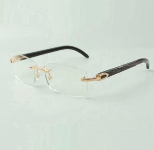 Black Buffalo Horn Sunglasses Size 56 Clear Lenses