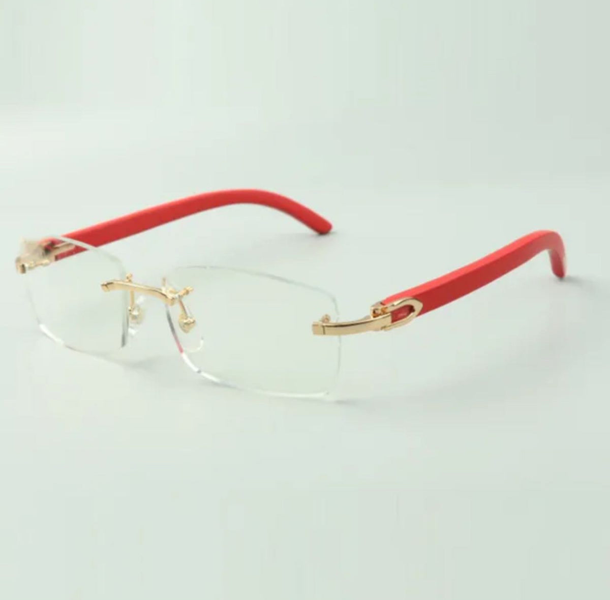 ⭐️ Red Wood Glasses Size 56 Clear  Lenses