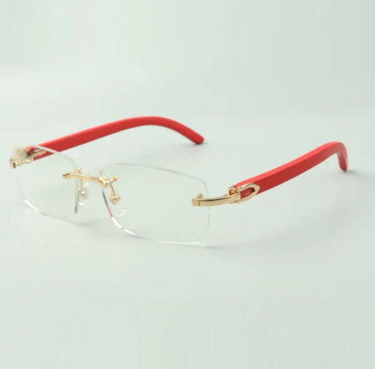 ⭐️ Red Wood Glasses Size 56 Clear  Lenses