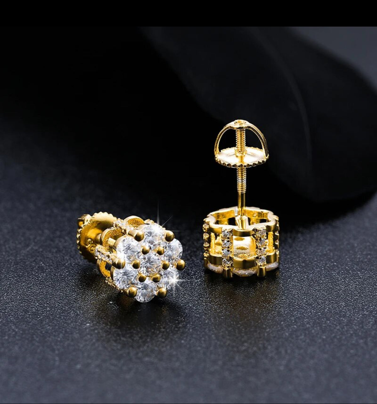 Moissanite Cluster Screwback Earrings (Gold)