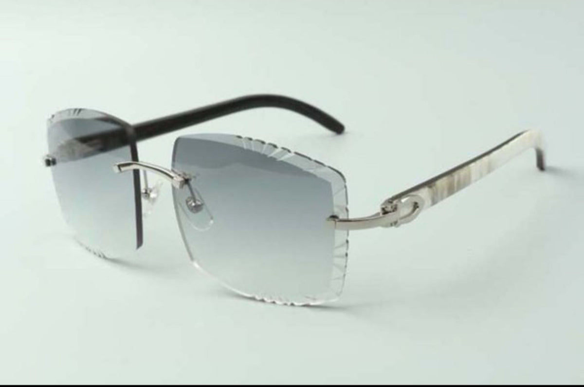 ⭐️ White Buffalo Horn Sunglasses Size 60 Carved Grey Lenses