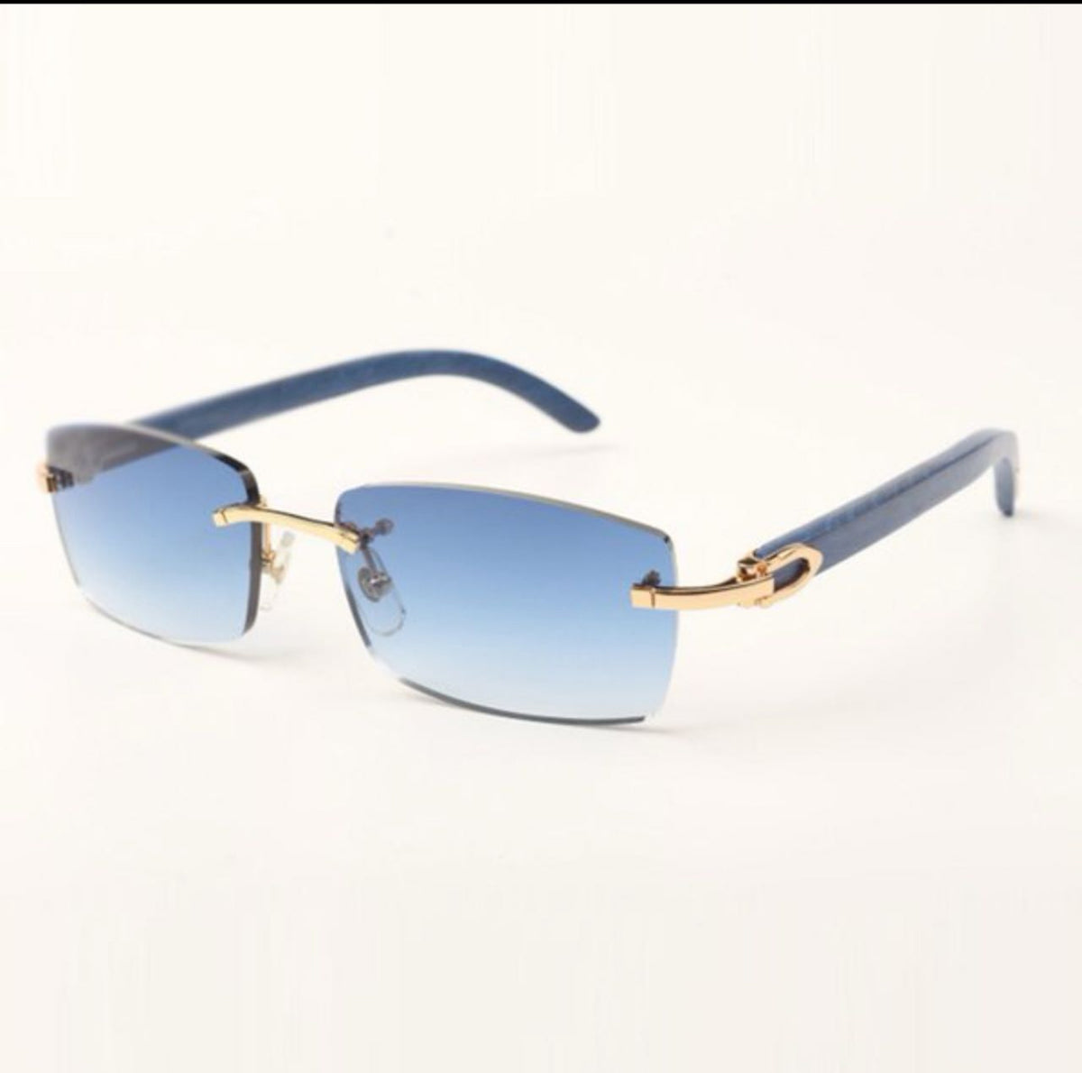 ⭐️ Blue Wood Sunglasses Size 56 Blue Lenses