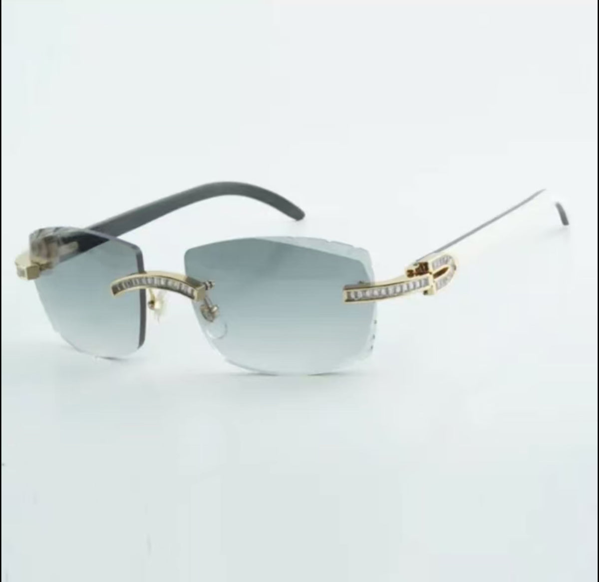 ⭐️ White Buffalo Horn Sunglasses Cz Stones Size 57 Grey Lenses