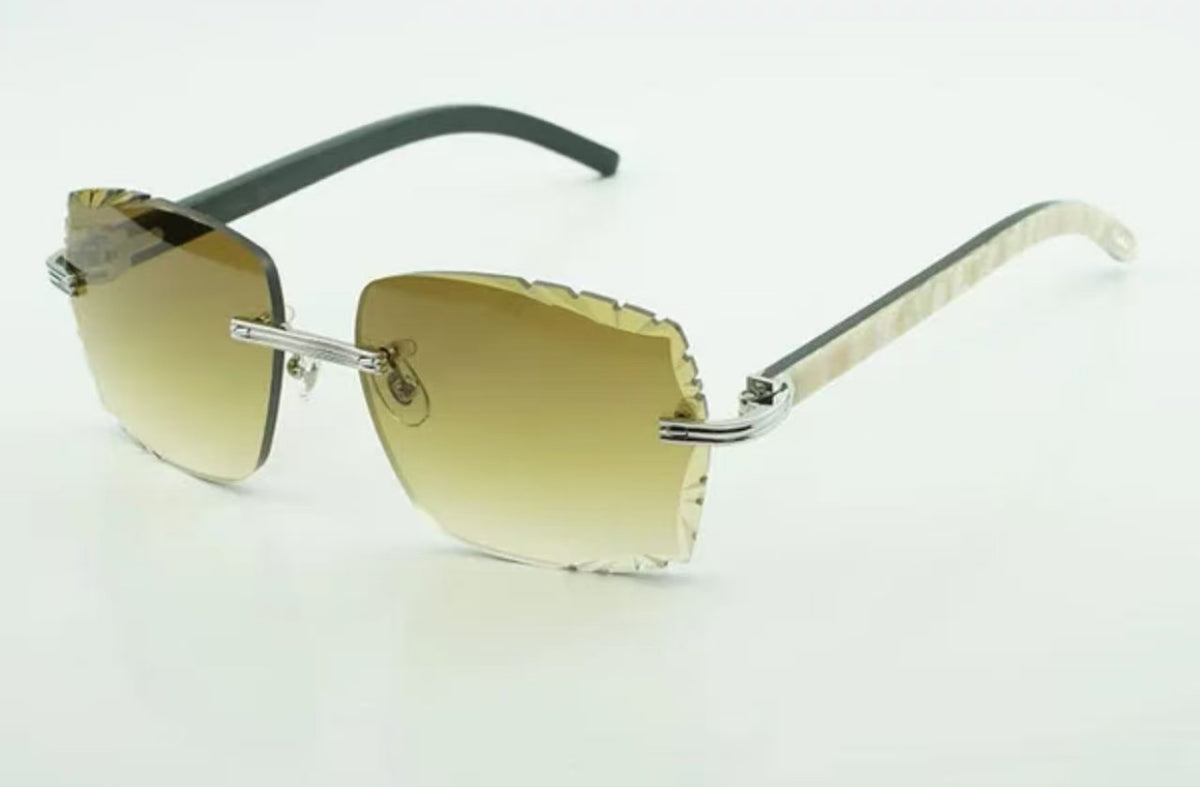 ⭐️ White Buffalo Horn Glasses Size 58 Diamond Cut Henny Lenses (Newer Model)