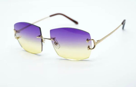 ⭐️Wire Big C Sunglasses Size 60 Purple And Yellow Lenses
