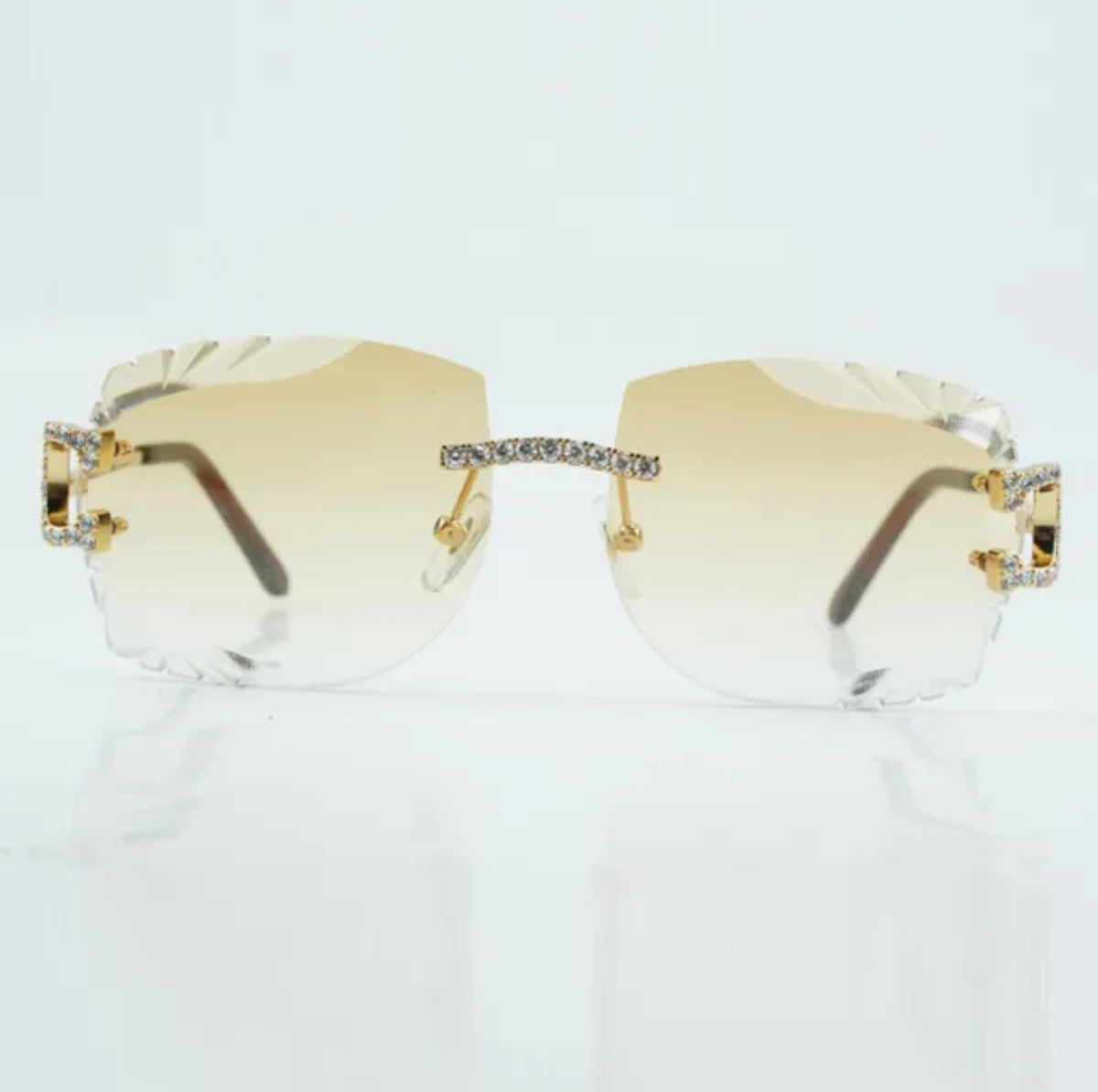 ⭐️ Wire Big C Sunglasses Size 58 Carved Henny Lenses Cz Stones