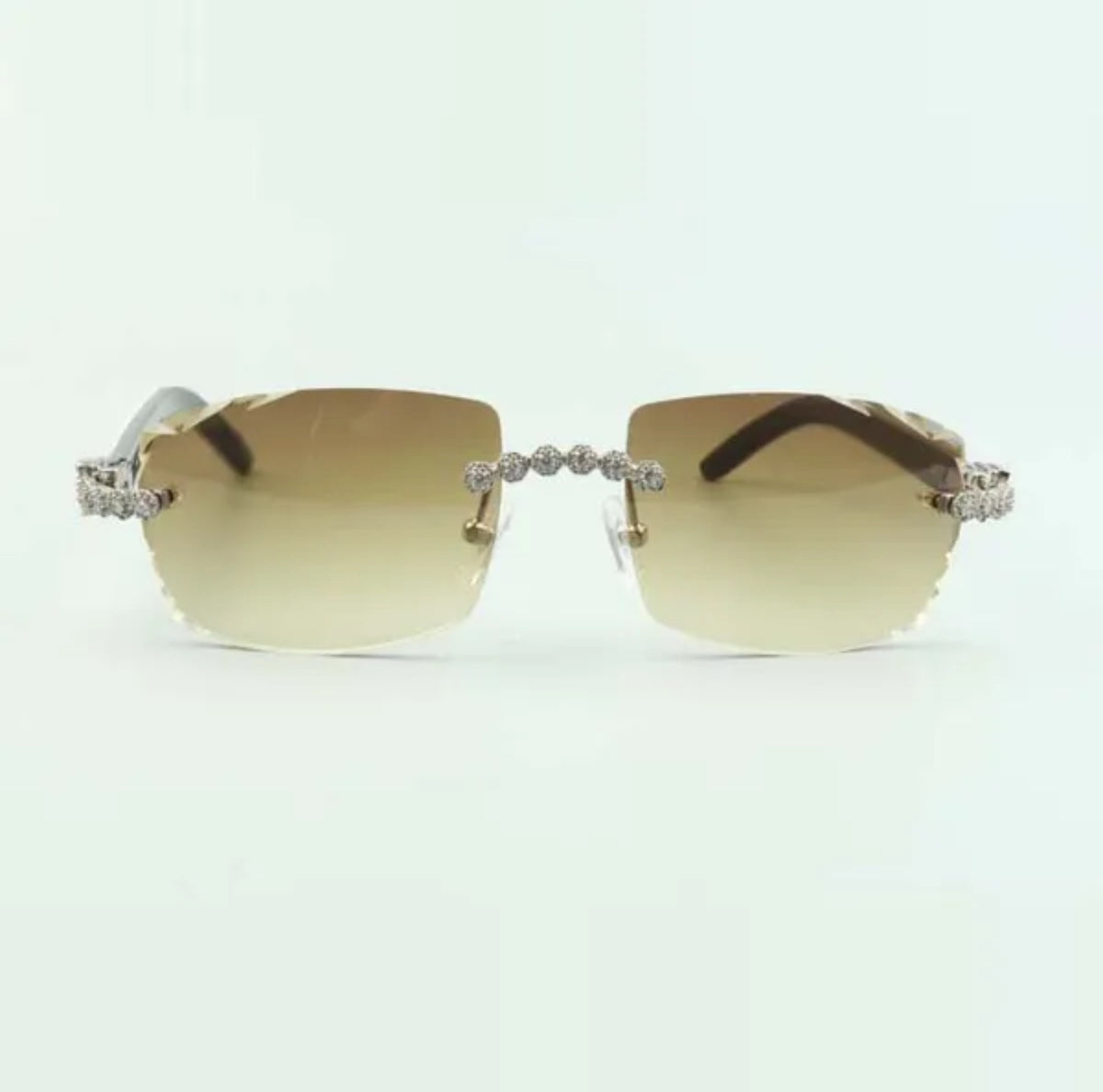 ⭐️White Buffalo Horn Sunglasses Cz Stones Size 57 Henny Lenses