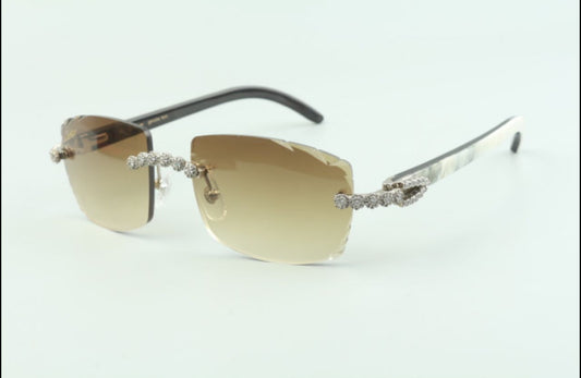 ⭐️ White Buffalo Horn Sunglasses Size 57 Henny Diamond Cut Lenses  Lenses