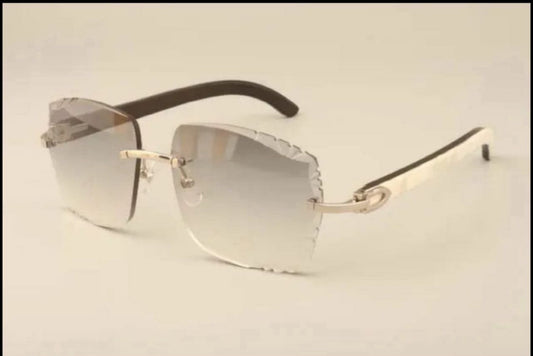 ⭐️ White Buffalo Horn Sunglasses Size 58 Carved Grey Lenses