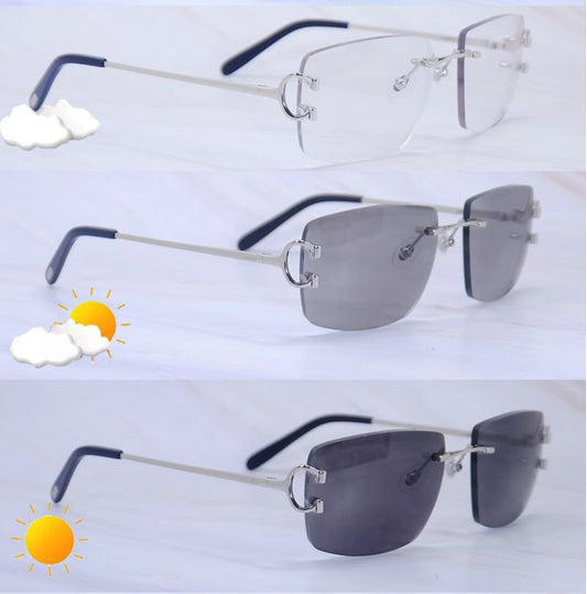 Wire Big C Sunglasses Size 56 Black Transitional Lenses