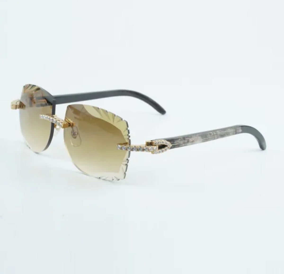 ⭐️ Black Buffalo Horn Sunglasses Size 58 Henny Diamond Cut Lenses