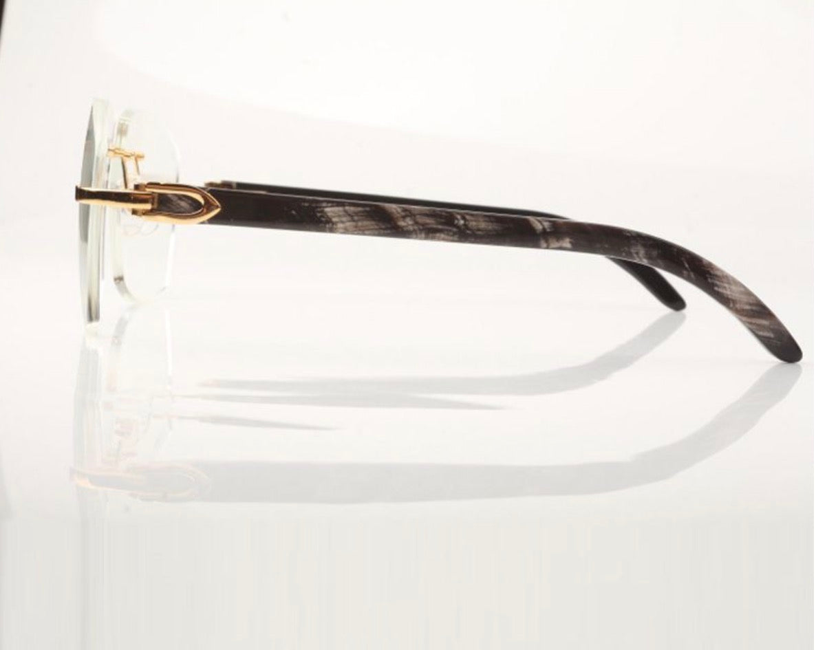 ⭐️ Black Buffalo Horn Sunglasses Size 60 Clear Lenses