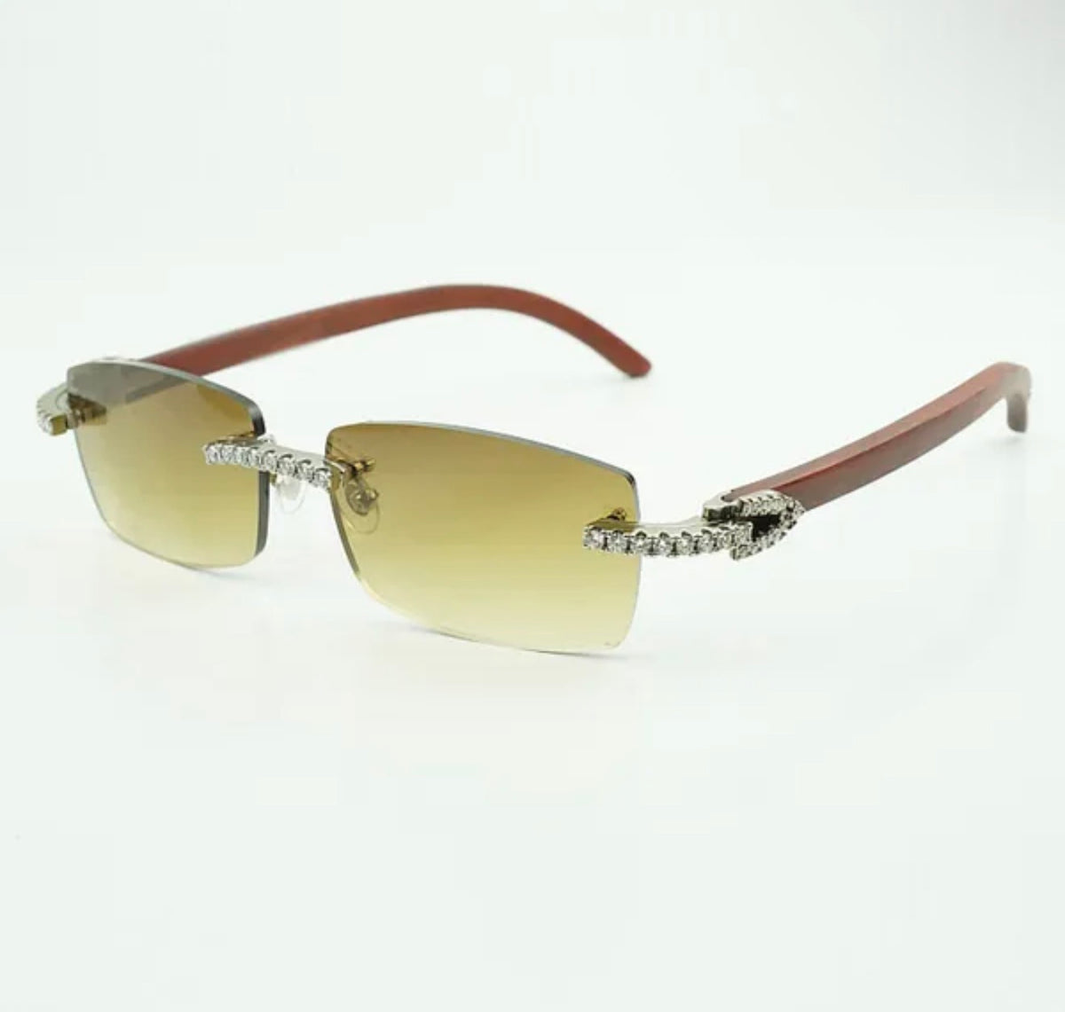⭐️Wood Sunglasses Moissanite VVS Clarity Stones 💎Size 56 Henny Lenses