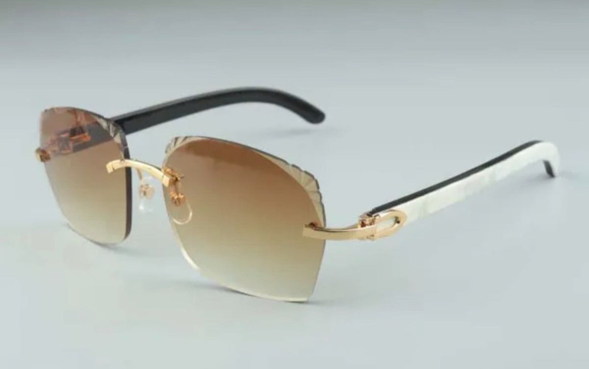 ⭐️White Buffalo Horn Sunglasses Size 58 Carved Henny Lenses