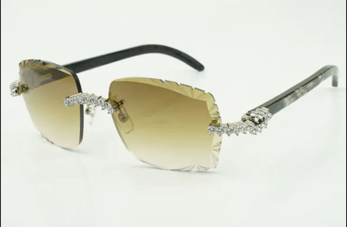 ⭐️ Black Buffalo Horn Sunglasses Size 58 Henny Lenses Big Stones (50 Pointers)
